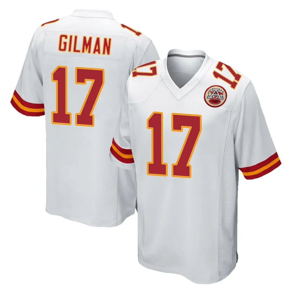 Parkc KC.Chiefs #17 Alohi Gilman Player White Home Game Stitched Jerseys