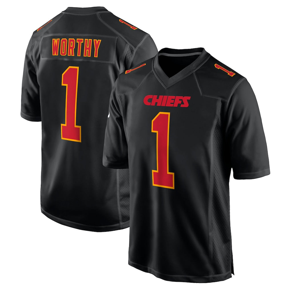 Parkc KC.Chiefs #1 Xavier Worthy Player Black Fashion Home Game Stitched Jerseys