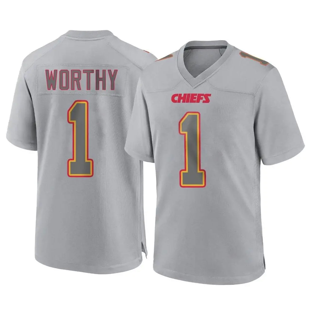 Parkc KC.Chiefs #1 Xavier Worthy Player Gray Atmosphere Fashion Game Stitched Jerseys