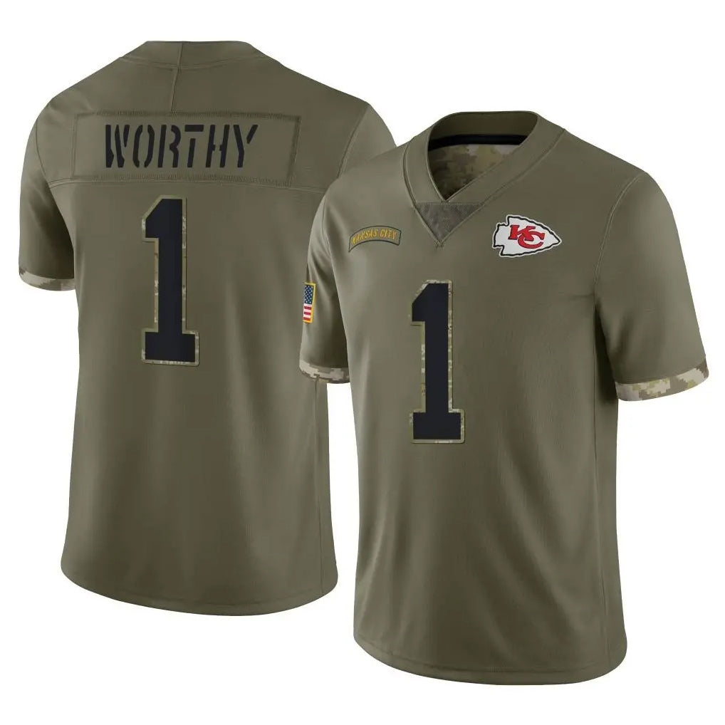 Parkc KC.Chiefs #1 Xavier Worthy Player Olive Salute To Service Limited Stitched Jerseys