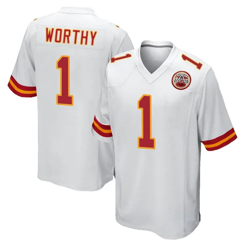 Parkc KC.Chiefs #1 Xavier Worthy Player White Home Game Stitched Jerseys