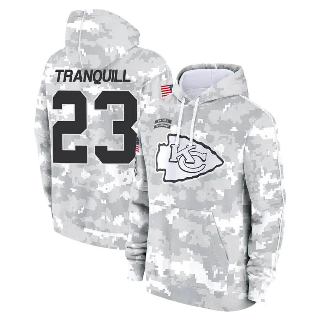 Parkc KC.Chiefs #23 Drue Tranquill Player Arctic Camo Salute to Service Hoodies Limited Game Stitched Jerseys