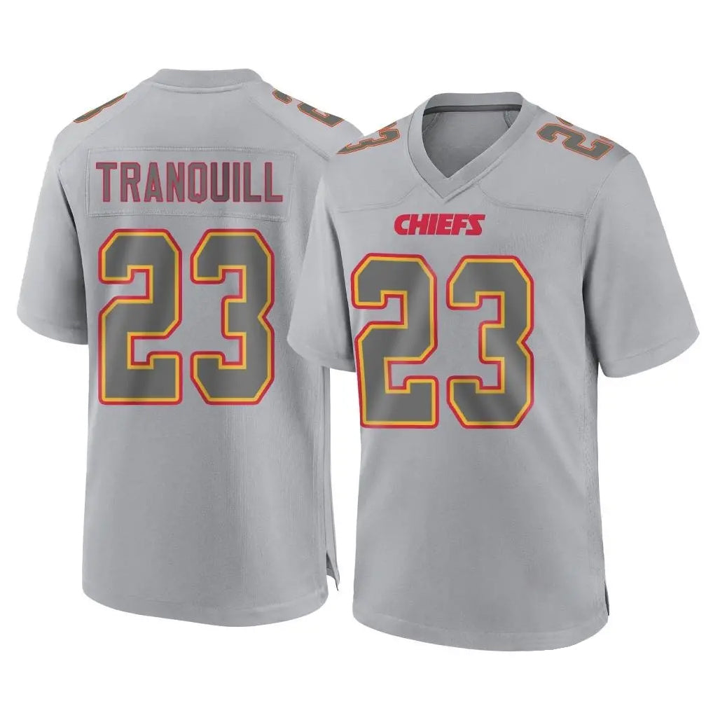 Parkc KC.Chiefs #23 Drue Tranquill Player Gray Atmosphere Fashion Game Stitched Jerseys