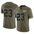 Parkc KC.Chiefs #23 Drue Tranquill Player Olive Salute To Service Limited Stitched Jerseys