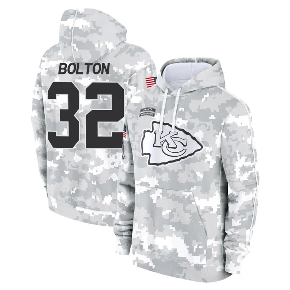Parkc KC.Chiefs #32 Nick Bolton Player Arctic Camo Salute to Service Hoodies Limited Game Stitched Jerseys