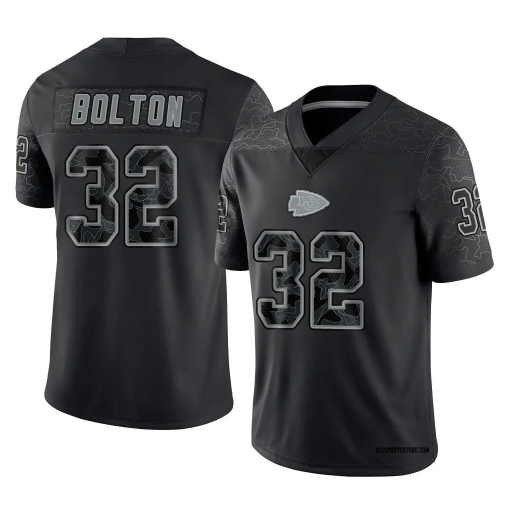 Parkc KC.Chiefs #32 Nick Bolton Player Black Limited Reflective Game Stitched Jerseys