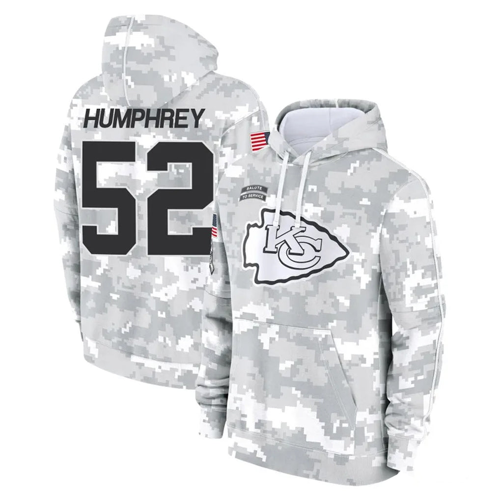 Parkc KC.Chiefs #52 Creed Humphrey Player Arctic Camo Salute to Service Hoodies Limited Game Stitched Jerseys
