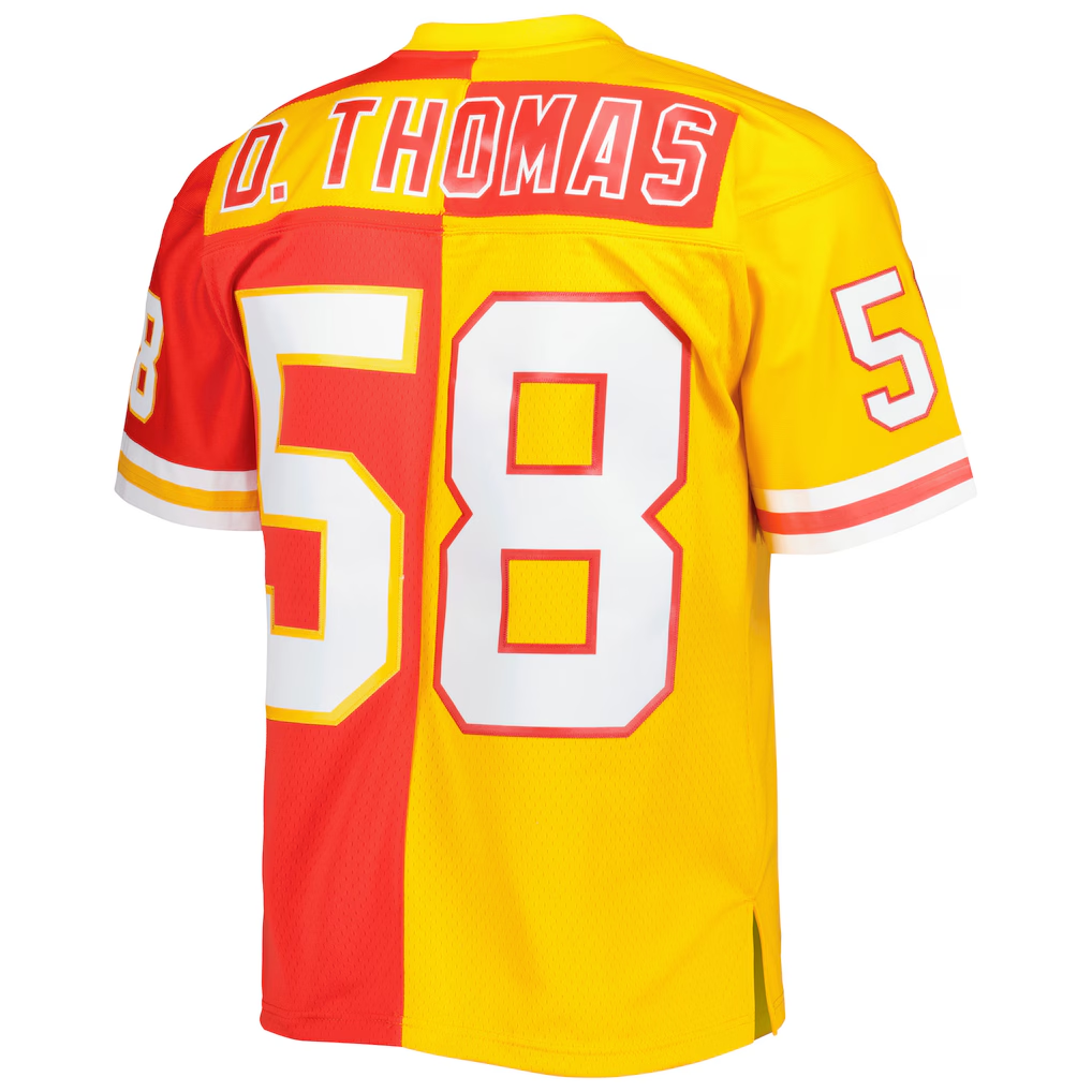 Parkc KC.Chiefs #58 Derrick Thomas Mitchell & Ness RedGold 1994 Split Legacy Replica Stitched Puhic Jersey