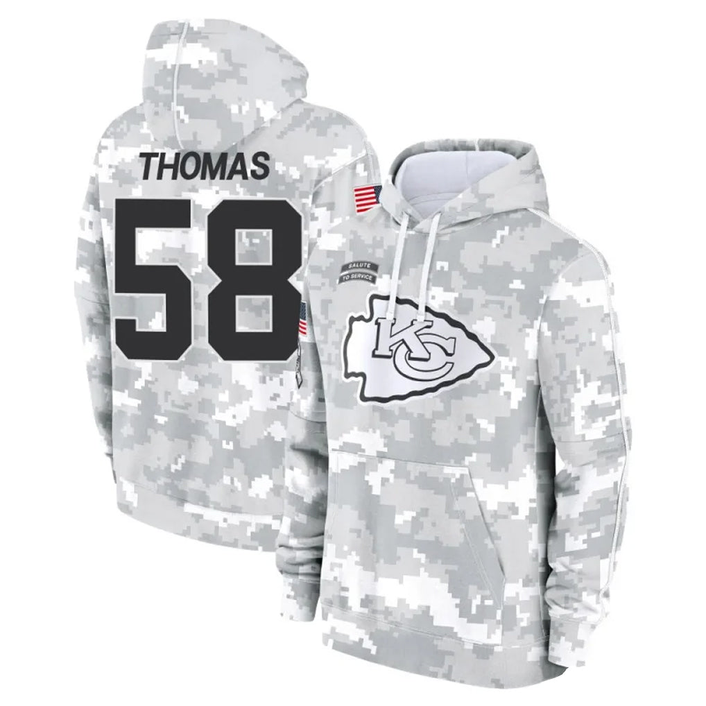 Parkc KC.Chiefs #58 Derrick Thomas Player Arctic Camo Salute to Service Hoodies Stitched Jerseys