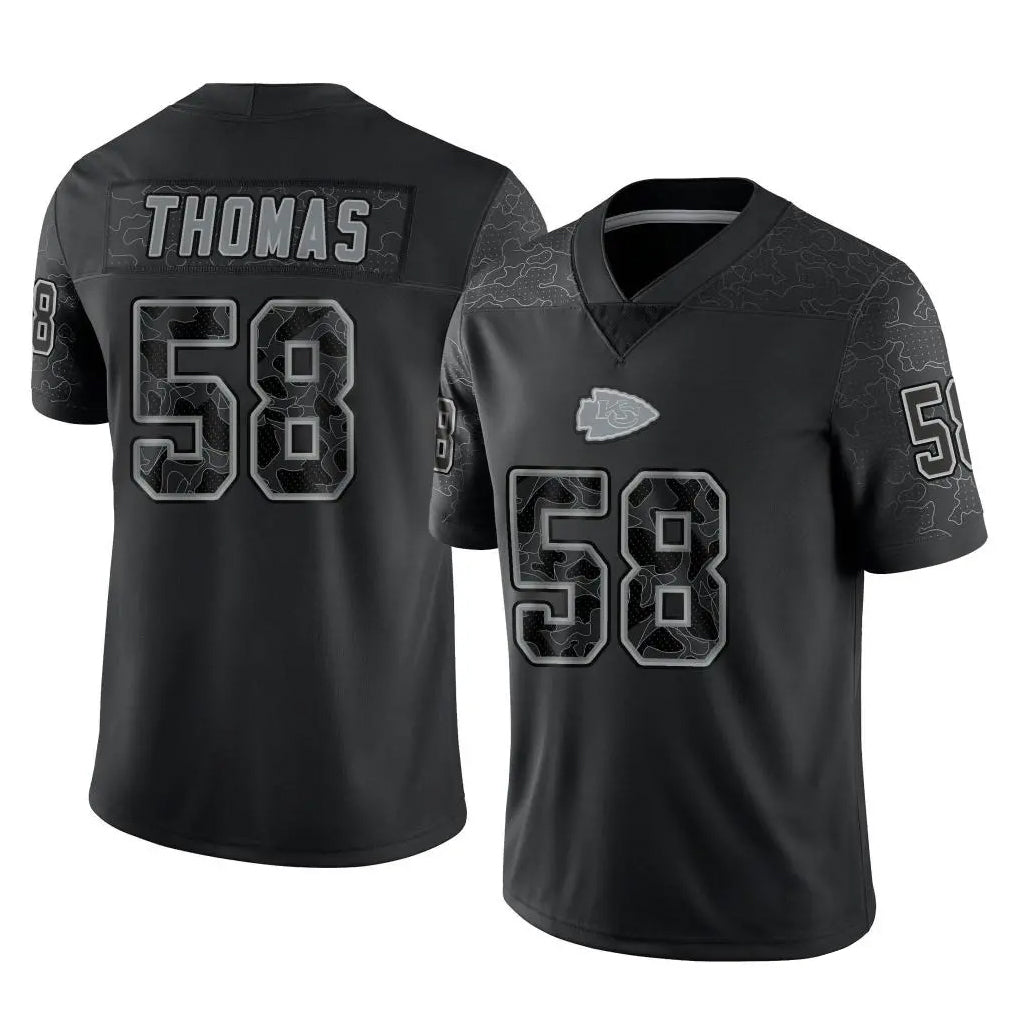 Parkc KC.Chiefs #58 Derrick Thomas Player Black Limited Reflective Game Stitched Jerseys