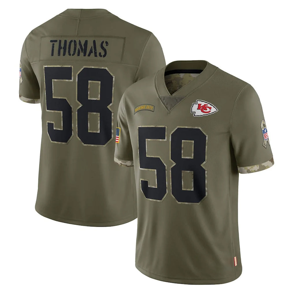 Parkc KC.Chiefs #58 Derrick Thomas Player Olive Salute To Service Limited Stitched Jerseys