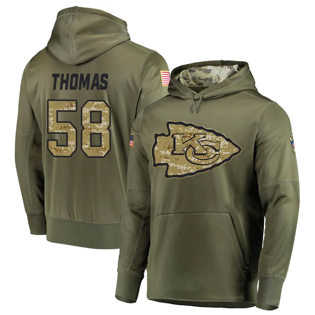 Parkc KC.Chiefs #58 Derrick Thomas Player Salute to Service Limited Olive Hoodies Stitched Jerseys