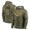 Parkc KC.Chiefs #5 Mansoor Delane Player Olive Salute to Service Pullover Hoodies Home Game Stitched Jerseys