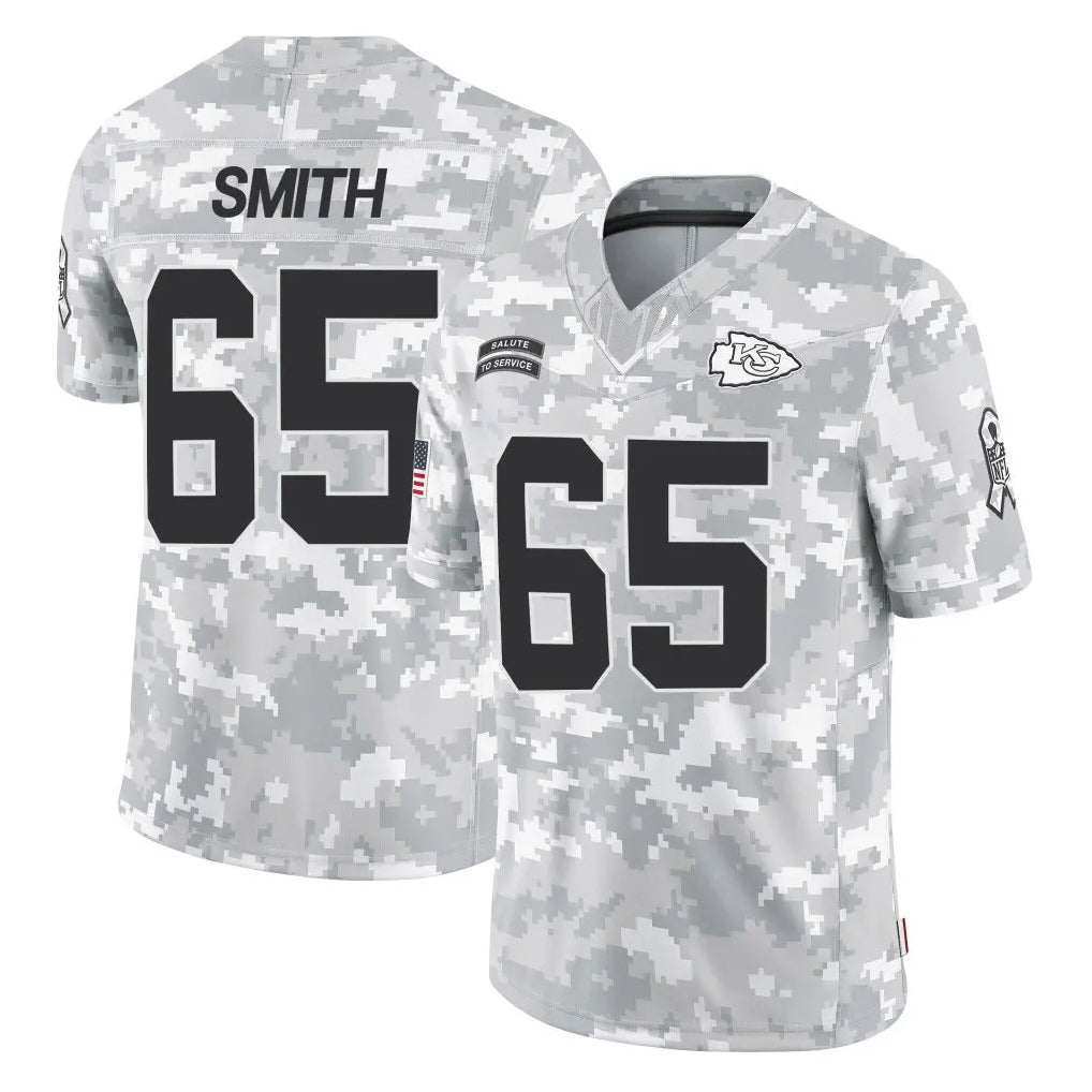 Parkc KC.Chiefs #65 Trey Smith Player Arctic Camo Salute To Service Limited Game Stitched Jerseys