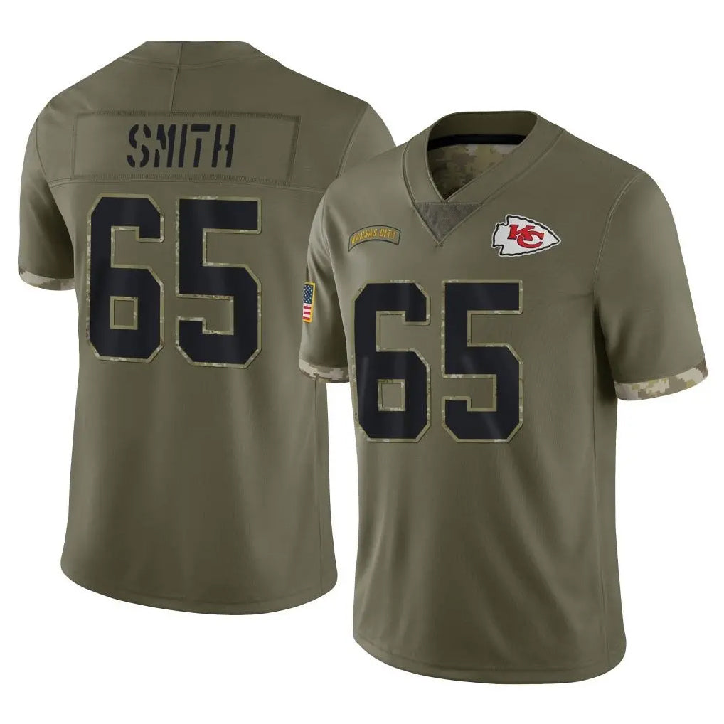 Parkc KC.Chiefs #65 Trey Smith Player Olive Salute To Service Limited Stitched Jerseys