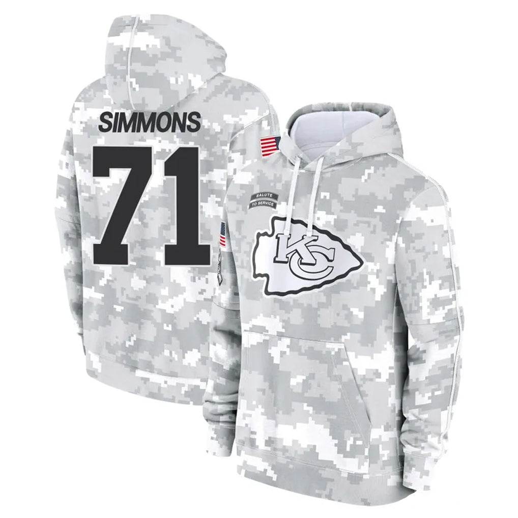 Parkc KC.Chiefs #71 Josh Simmons Player Arctic Camo Salute to Service Hoodies Limited Game Stitched Jerseys