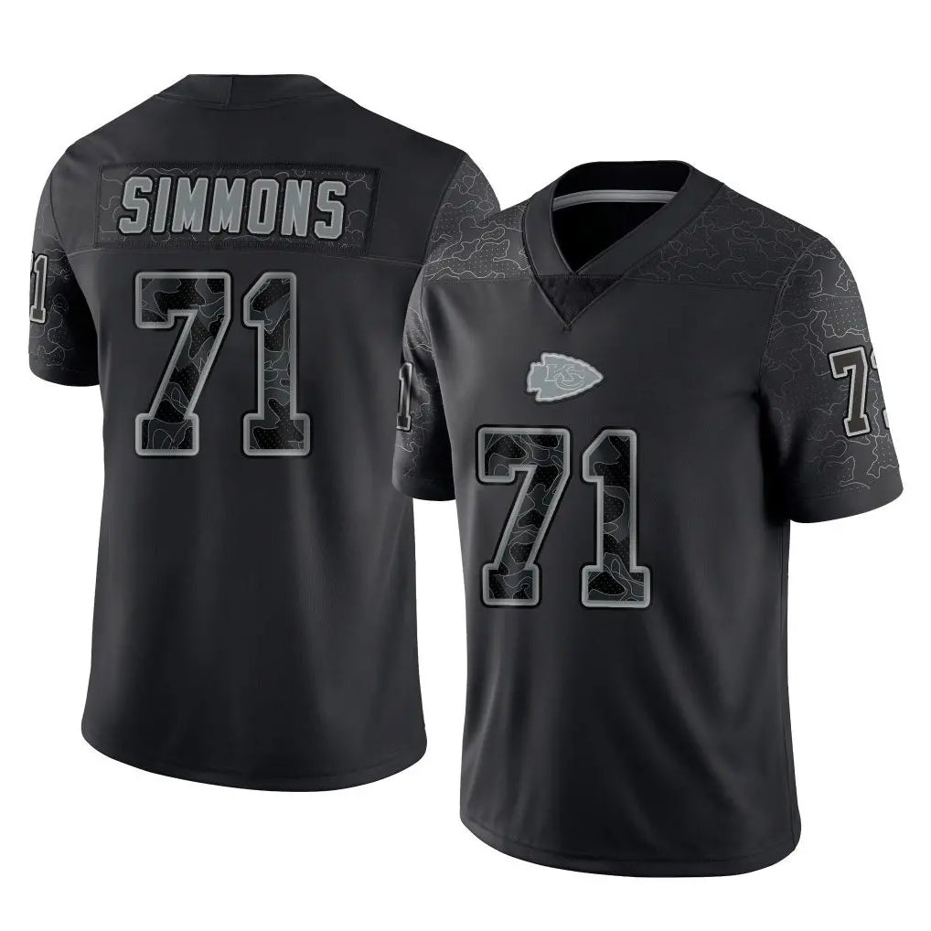 Parkc KC.Chiefs #71 Josh Simmons Player Black Limited Reflective Game Stitched Jerseys