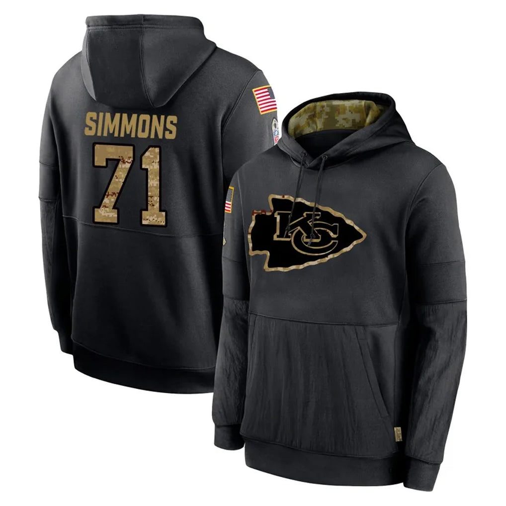Parkc KC.Chiefs #71 Josh Simmons Player Black Salute to Service Hoodies Limited Game Stitched Jerseys