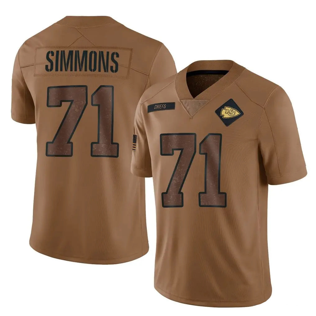 Parkc KC.Chiefs #71 Josh Simmons Player Brown Salute To Service Limited Stitched Jerseys