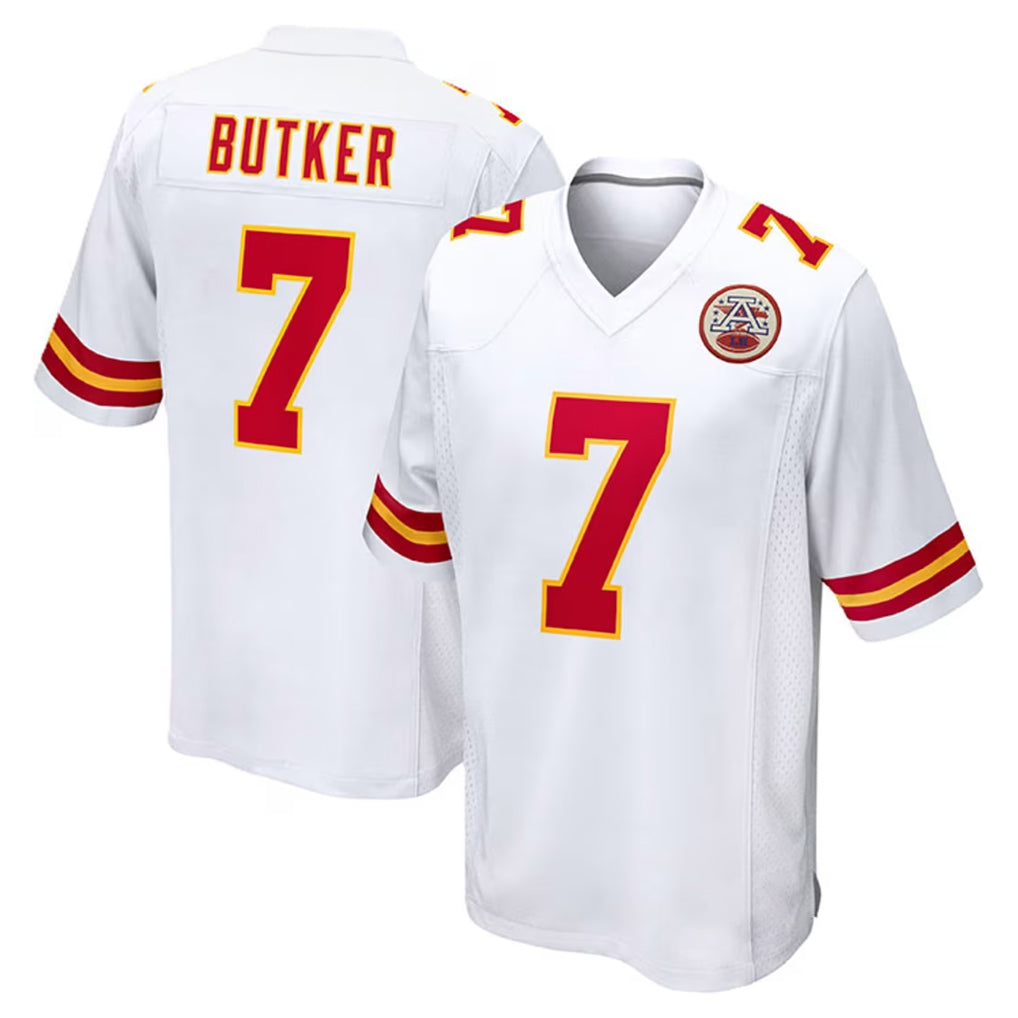 Parkc KC.Chiefs #7 Harrison Butker Player White Home Game Stitched Jerseys