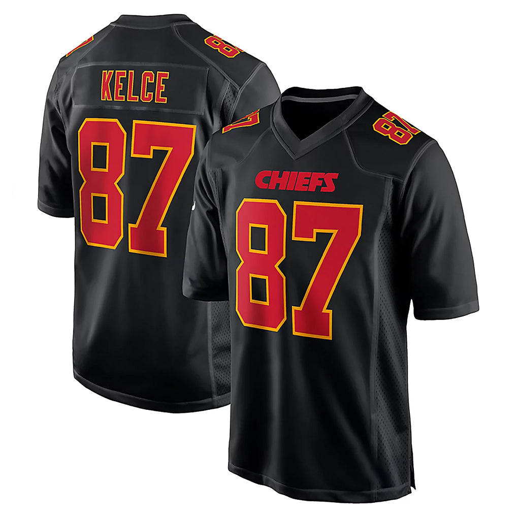 Parkc KC.Chiefs #87 Travis Kelce Player Black Fashion Home Game Stitched Jerseys