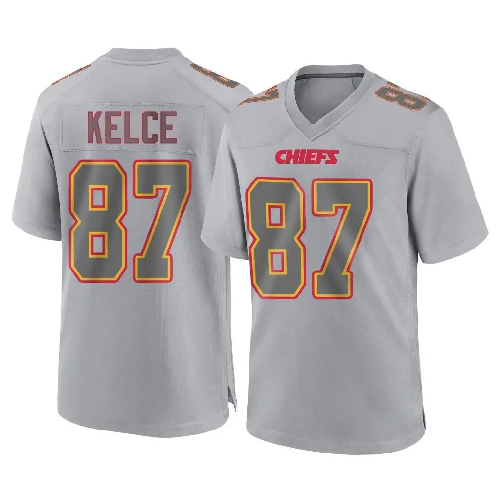 Parkc KC.Chiefs #87 Travis Kelce Player Gray Atmosphere Fashion Game Stitched Jerseys