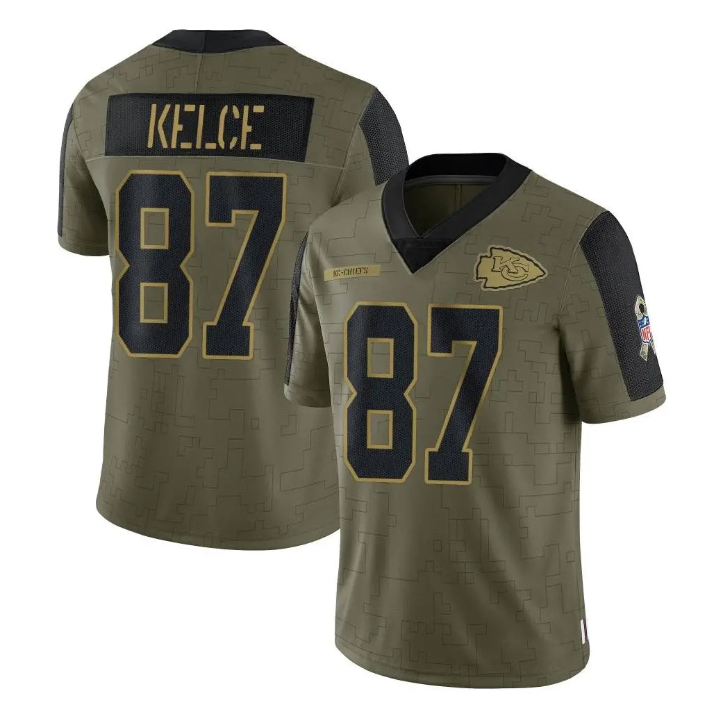 Parkc KC.Chiefs #87 Travis Kelce Player Olive Salute To Service Limited Game Stitched Jerseys