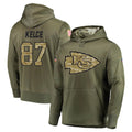 Parkc KC.Chiefs #87 Travis Kelce Player Olive Salute to Service Pullover Hoodies Home Game Stitched Jerseys