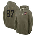 Parkc KC.Chiefs #87 Travis Kelce Player Olive Salute to Service Pullover Hoodies Limited Stitched Jerseys