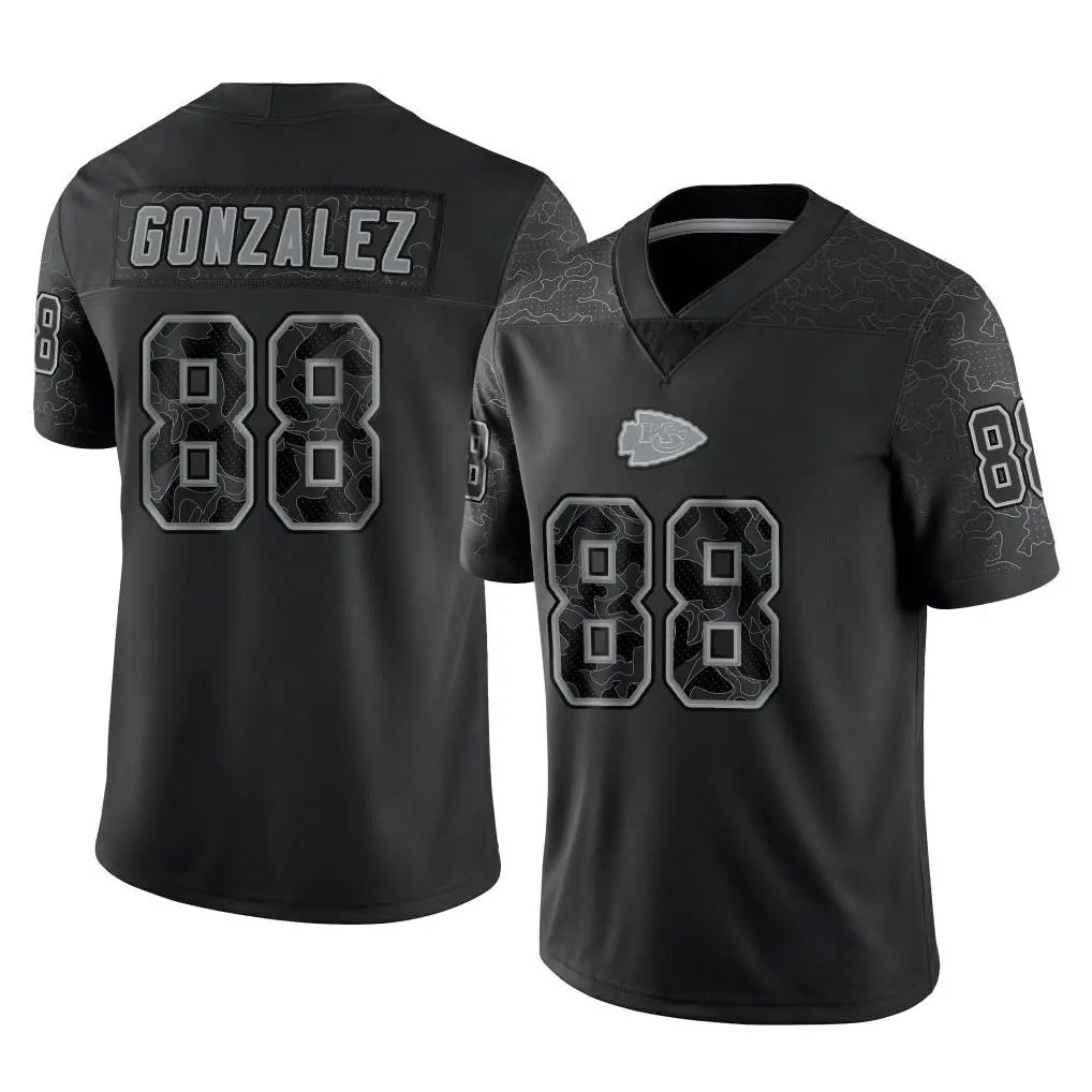 Parkc KC.Chiefs #88 Tony Gonzalez Player Black Limited Reflective Game Stitched Jerseys