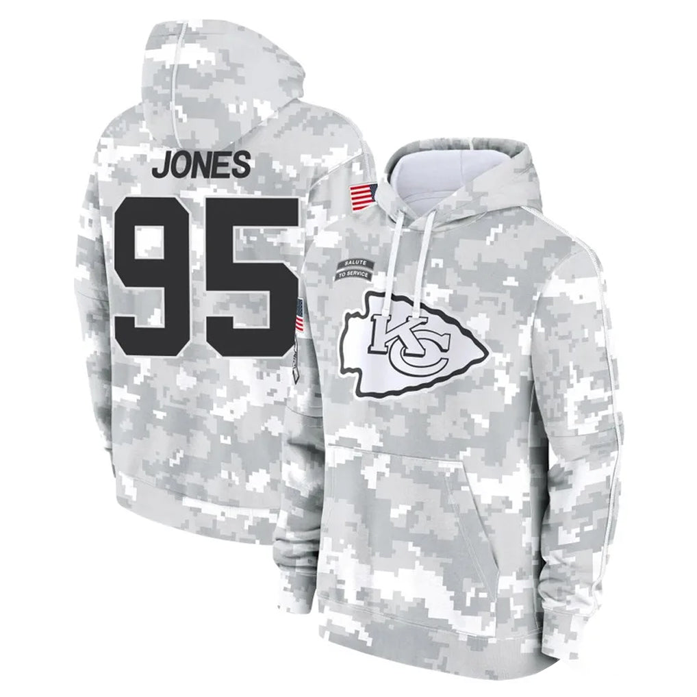 Parkc KC.Chiefs #95 Chris Jones Player Arctic Camo Salute to Service Hoodies Limited Game Stitched Jerseys