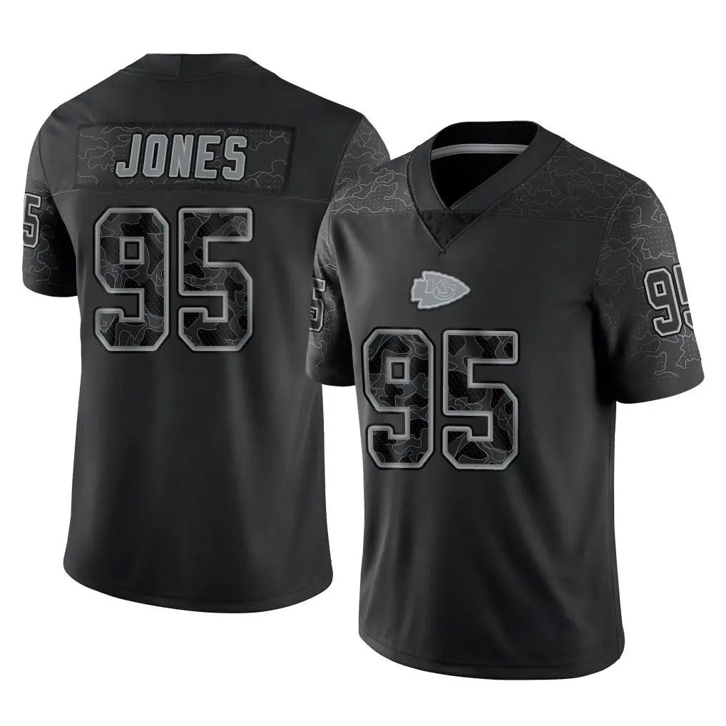 Parkc KC.Chiefs #95 Chris Jones Player Black Limited Reflective Game Stitched Jerseys