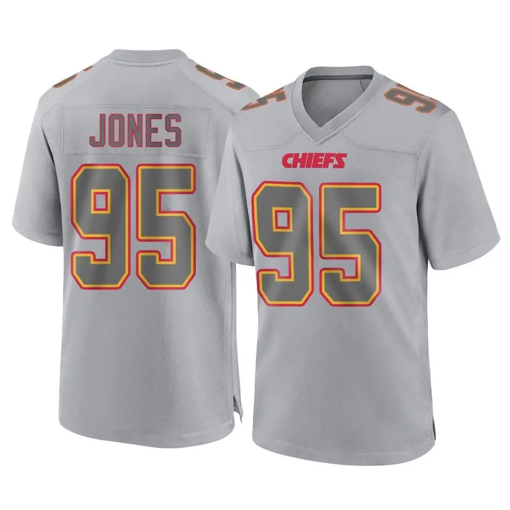 Parkc KC.Chiefs #95 Chris Jones Player Gray Atmosphere Fashion Game Stitched Jerseys