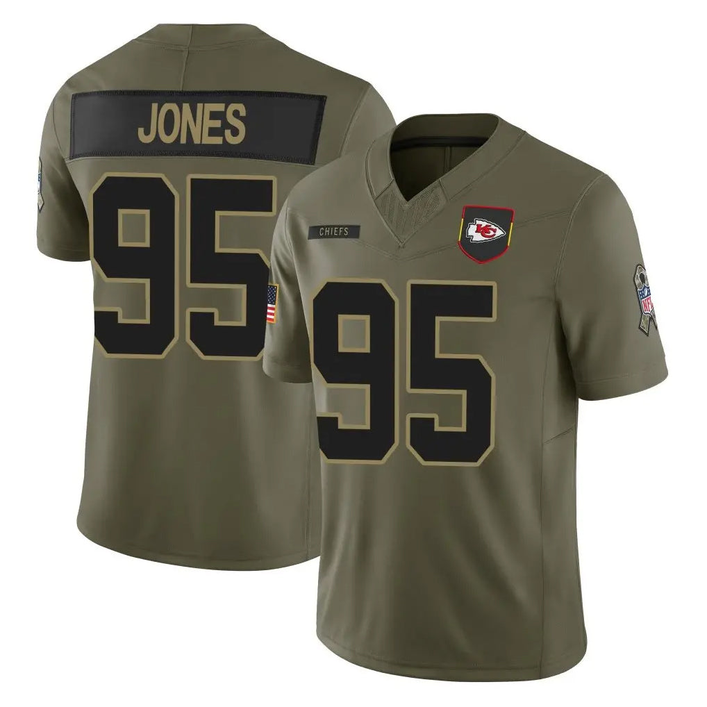 Parkc KC.Chiefs #95 Chris Jones Player Olive 2025 Salute To Service Limited Game Stitched Jerseys