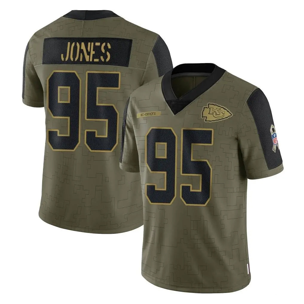 Parkc KC.Chiefs #95 Chris Jones Player Olive Salute To Service Limited Game Stitched Jerseys