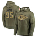 Parkc KC.Chiefs #95 Chris Jones Player Olive Salute to Service Pullover Hoodies Home Game Stitched Jerseys