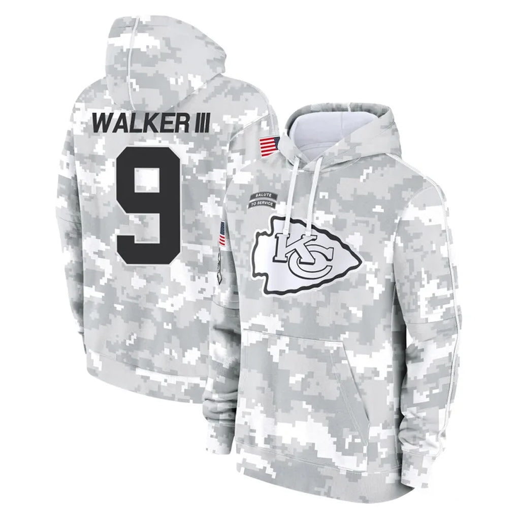 Parkc KC.Chiefs #9 Kenneth Walker III Player Arctic Camo Salute to Service Hoodies Limited Game Stitched Jerseys