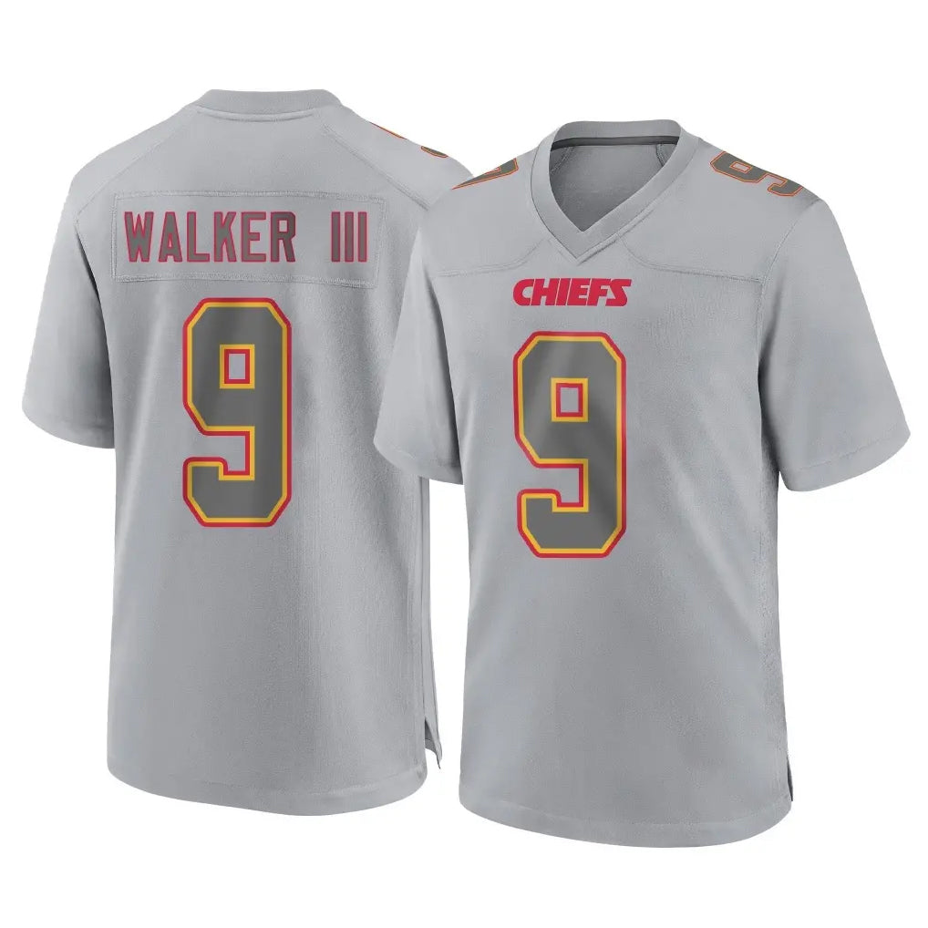 Parkc KC.Chiefs #9 Kenneth Walker III Player Gray Atmosphere Fashion Game Stitched Jerseys