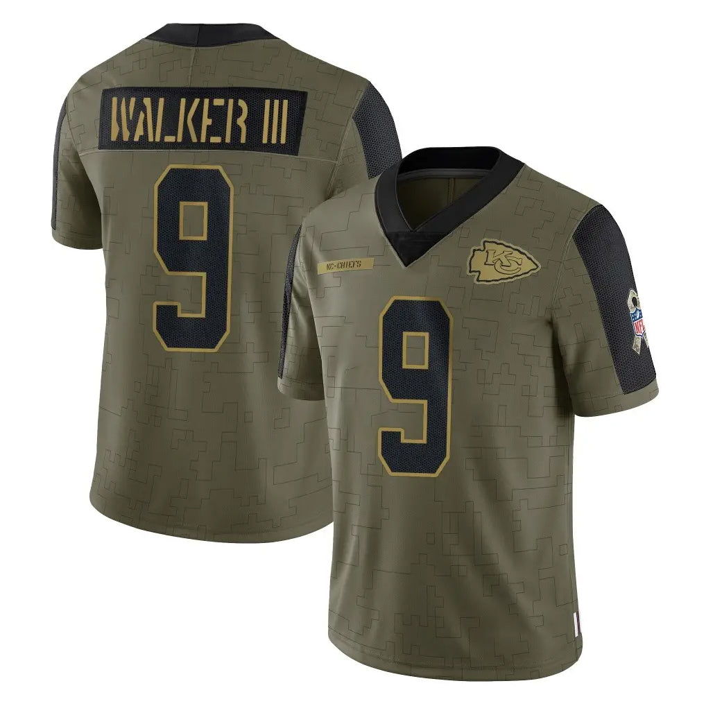 Parkc KC.Chiefs #9 Kenneth Walker III Player Olive Salute To Service Limited Game Stitched Jerseys