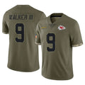 Parkc KC.Chiefs #9 Kenneth Walker III Player Olive Salute To Service Limited Stitched Jerseys