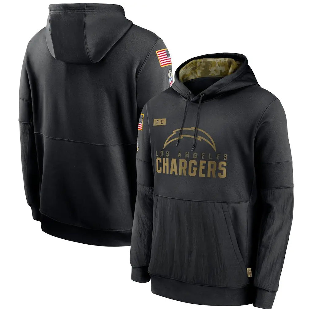 Parkc LA.Chargers Black Salute to Service Hoodies Limited Game Blank Player Stitched Jerseys
