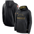 Parkc LA.Chargers Black Salute to Service Hoodies Limited Game Blank Player Stitched Jerseys