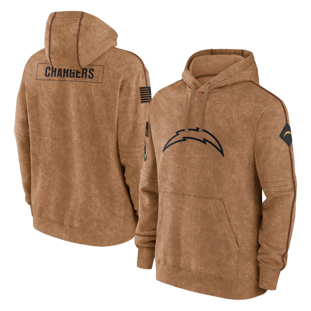 Parkc LA.Chargers Brown Salute to Service Hoodies Limited Game Blank Player Stitched Jerseys