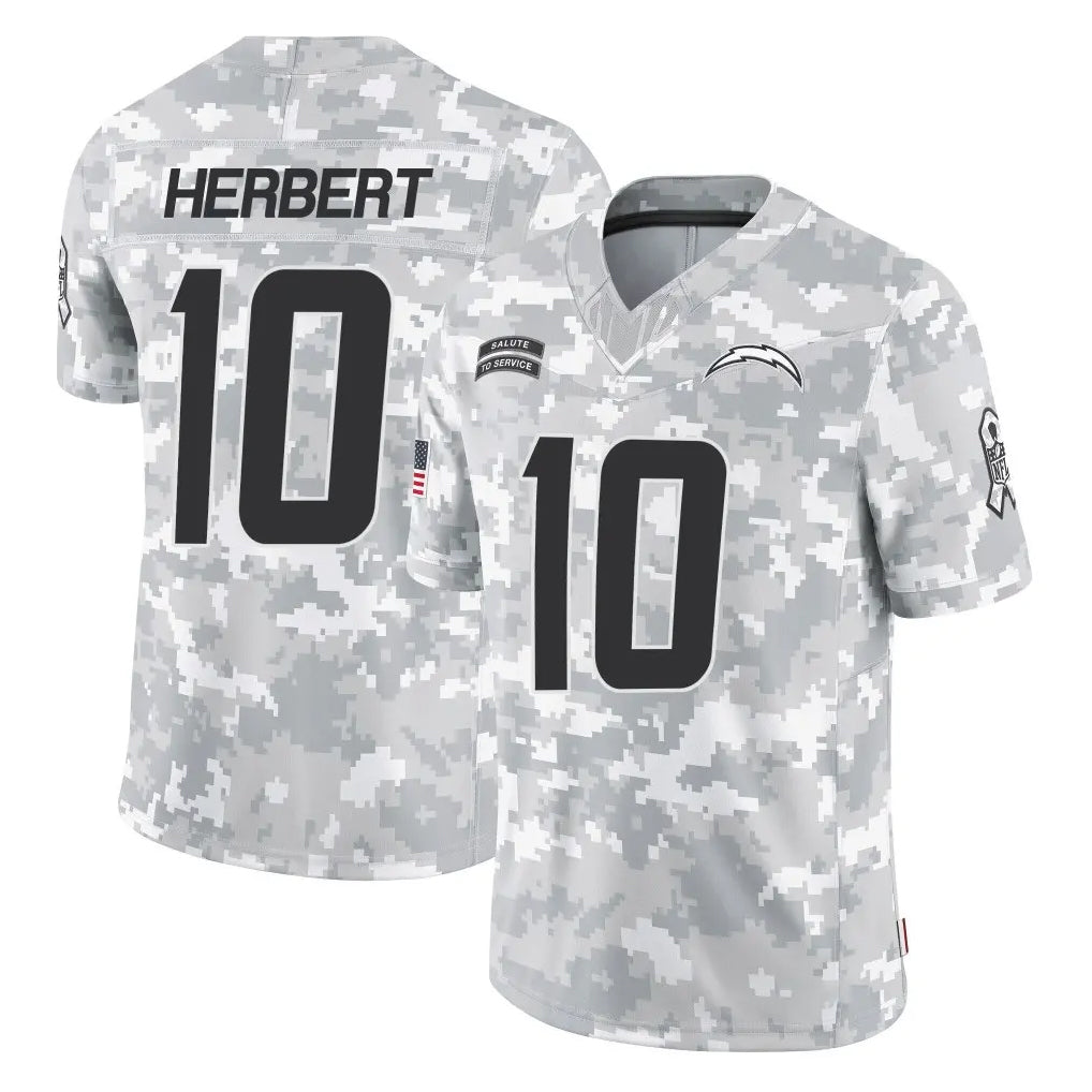 Parkc LA.Chargers #10 Justin Herbert Player Arctic Camo Salute To Service Limited Game Stitched Jerseys