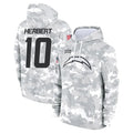 Parkc LA.Chargers #10 Justin Herbert Player Arctic Camo Salute to Service Hoodies Limited Game Stitched Jerseys