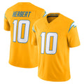 Parkc LA.Chargers #10 Justin Herbert Player Gold Limited Vapor F.U.S.E. Home Game Stitched Jerseys