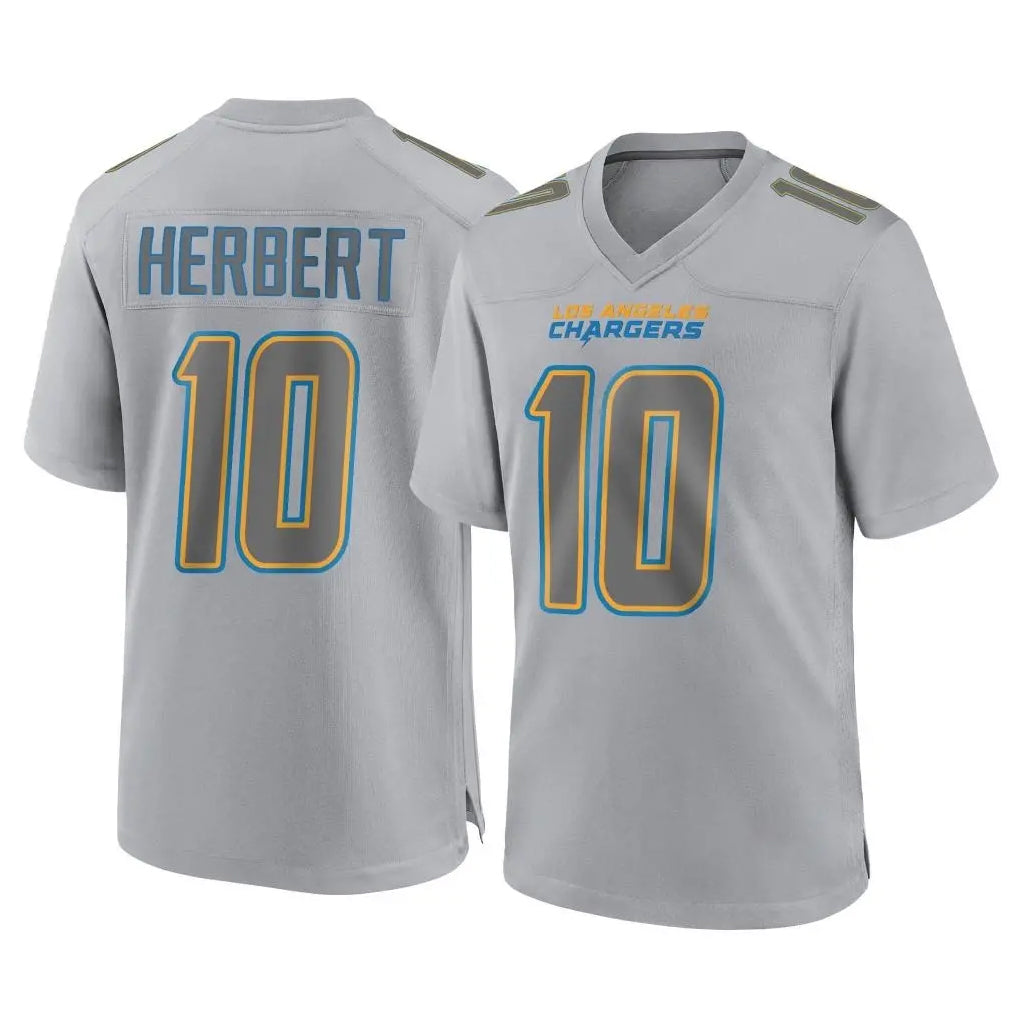 Parkc LA.Chargers #10 Justin Herbert Player Gray Atmosphere Fashion Home Game Stitched Jerseys