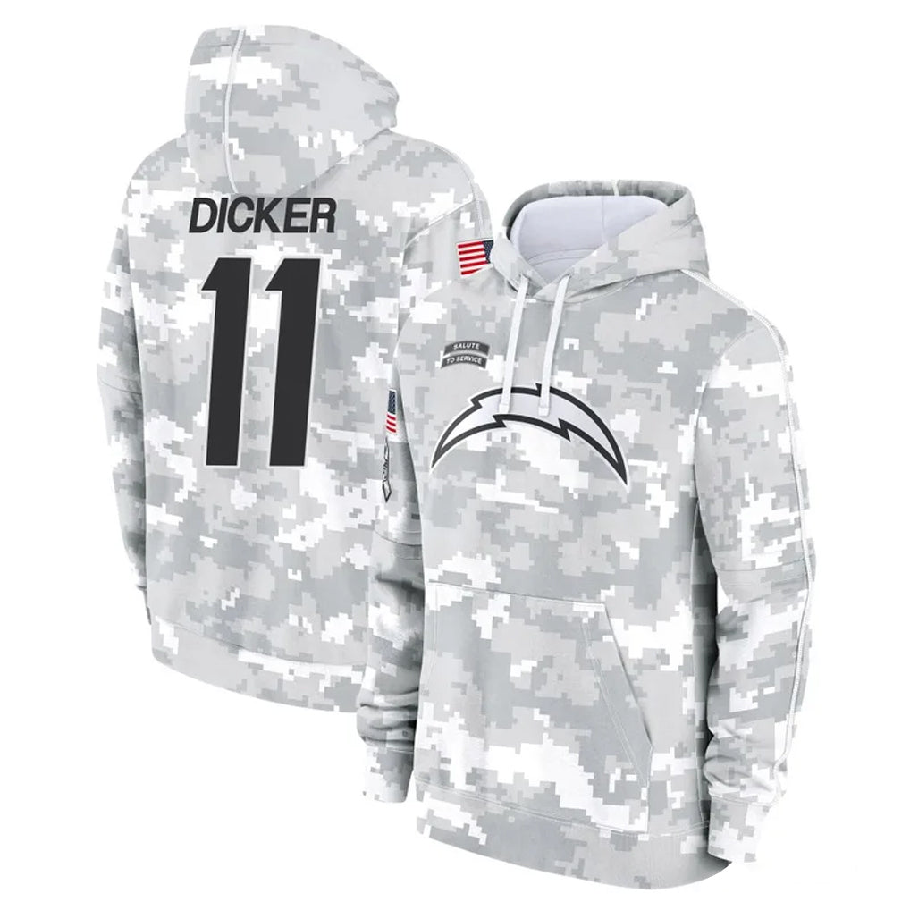 Parkc LA.Chargers #11 Cameron Dicker Player Arctic Camo Salute to Service Hoodies Limited Game Stitched Jerseys
