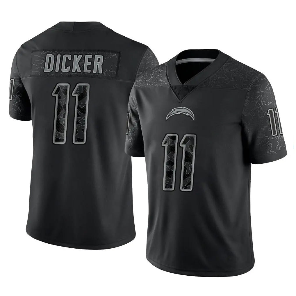 Parkc LA.Chargers #11 Cameron Dicker Player Black Limited Reflective Home Game Stitched Jerseys