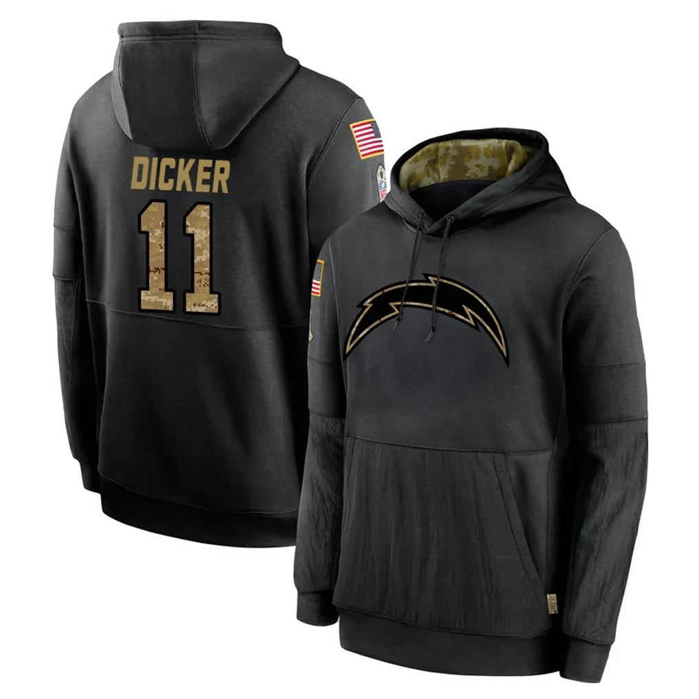 Parkc LA.Chargers #11 Cameron Dicker Player Black Salute to Service Hoodies Limited Game Stitched Jerseys